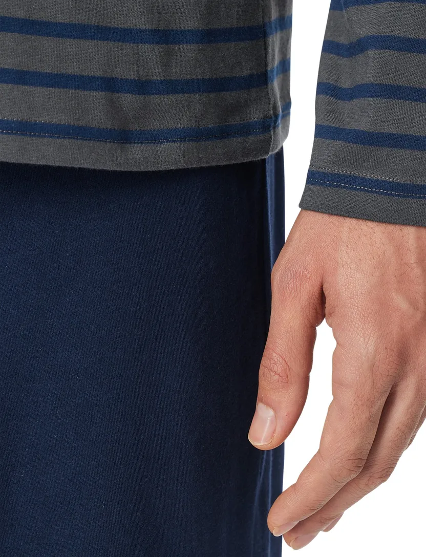 antraciet blauwe lange Schiesser pyjama