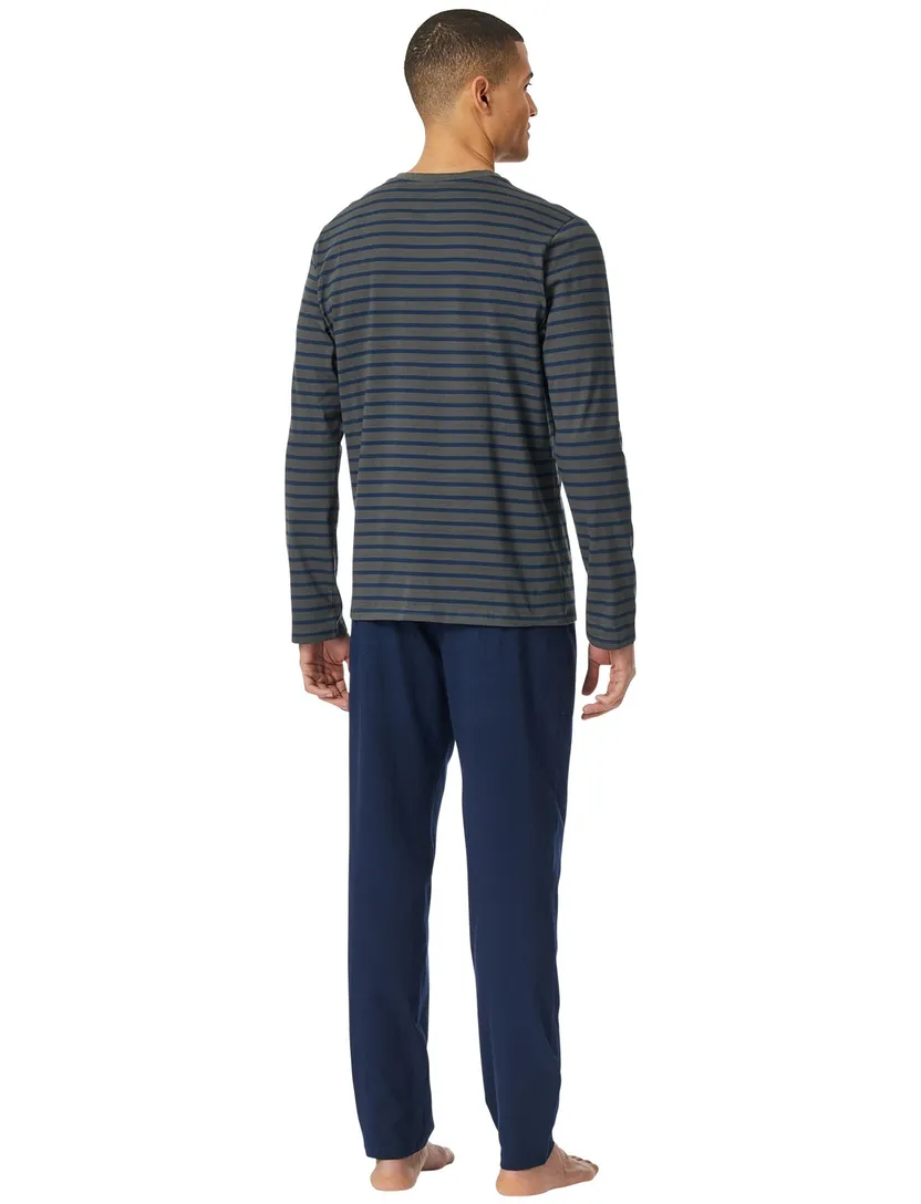 antraciet blauwe lange Schiesser pyjama