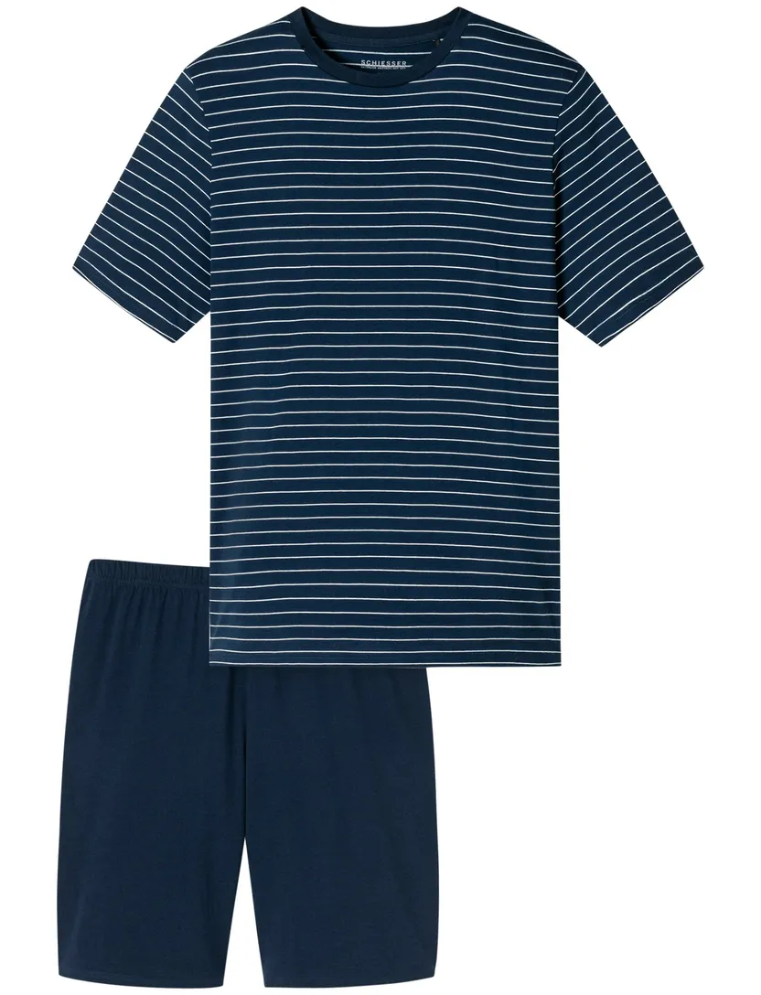 admiraal blauwe Schiesser shortama gestreept