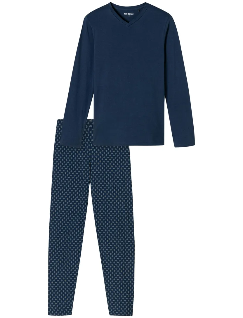 admiraal blauwe lange Schiesser pyjama
