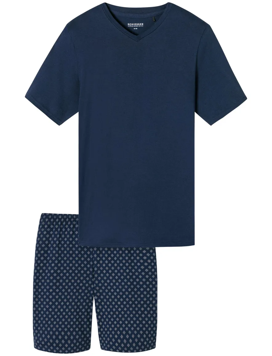Schiesser shortama donkerblauw