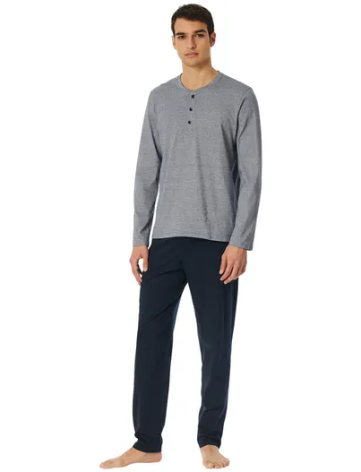 Schiesser Schiesser lange pyjama nachtblauw