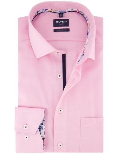 Olymp Olymp overhemd roze Modern Fit met borstzak
