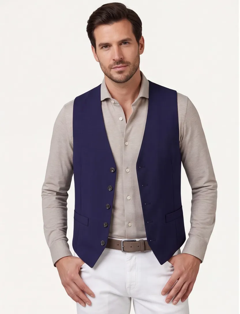 Roy Robson gilet donkerblauw effen