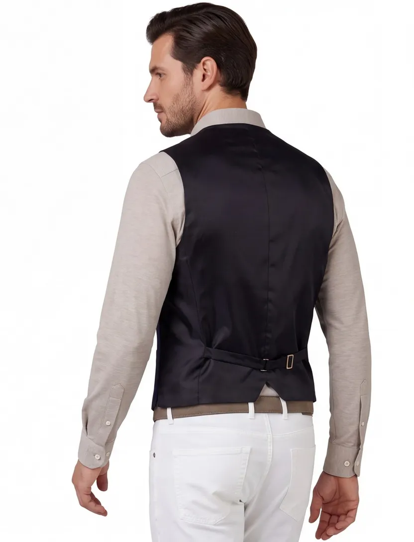 Roy Robson gilet donkerblauw effen