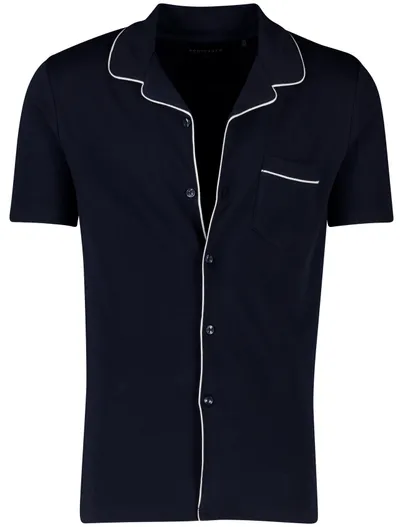 Schiesser Schiesser pyjama donkerblauw effen katoen normale fit