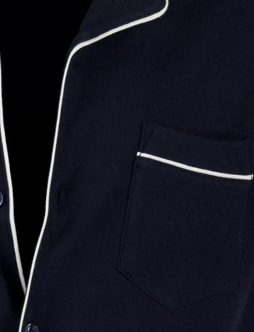 katoenen Schiesser pyjama donkerblauw effen normale fit