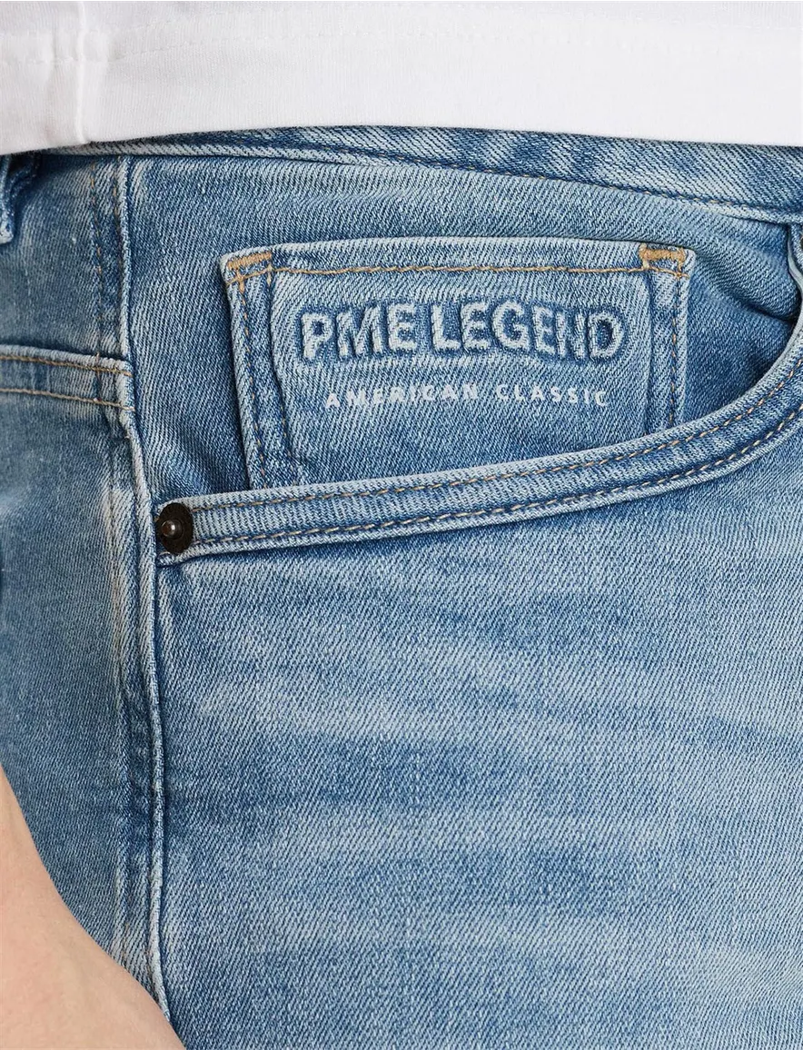 PME Legend korte broek blauw Nightflight effen katoen