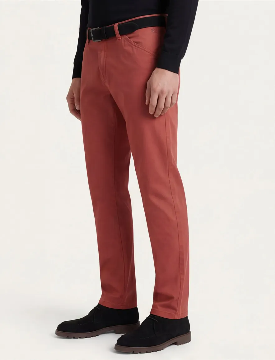 Meyer Pantalon katoen rood perfect fit