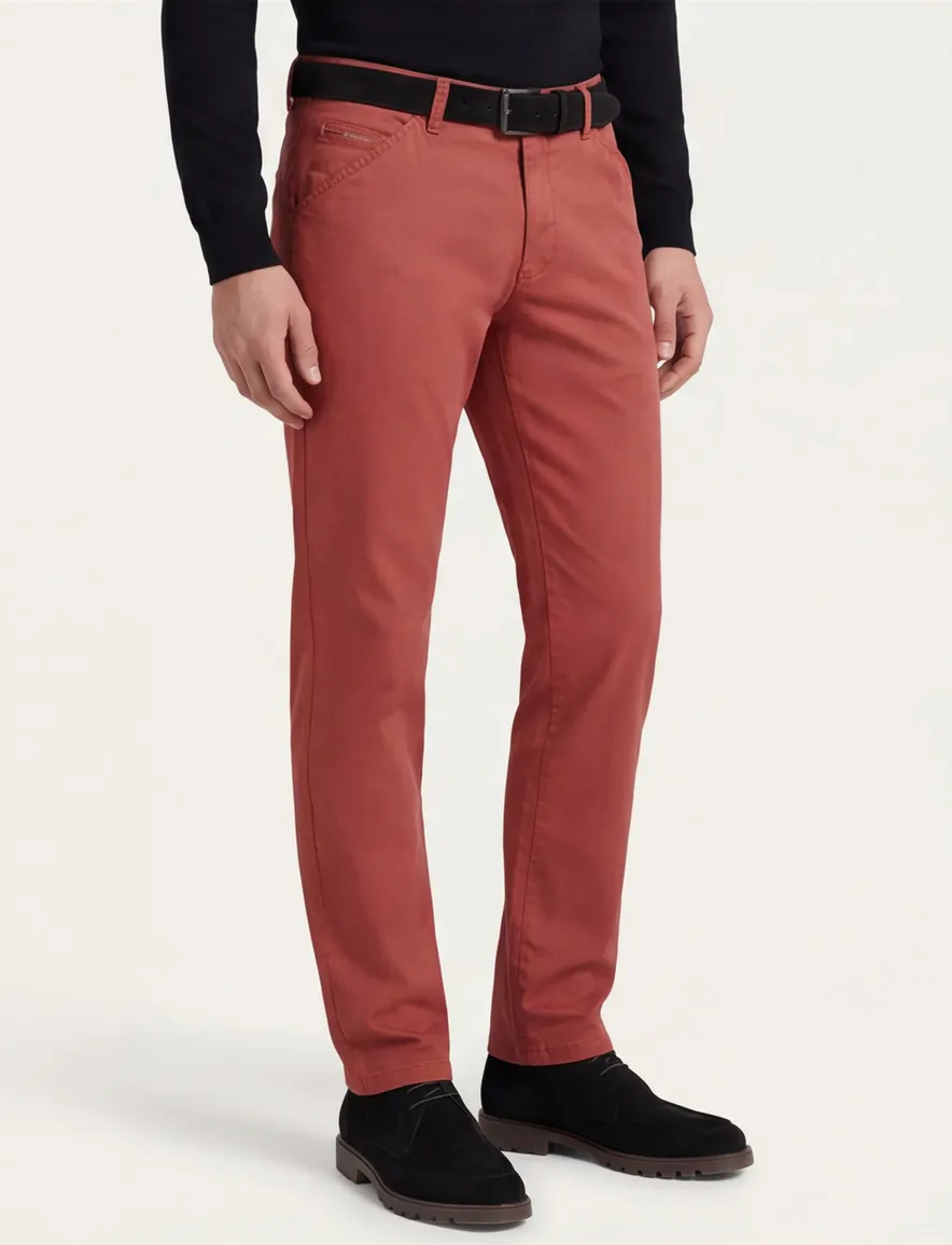 Meyer Pantalon katoen rood perfect fit