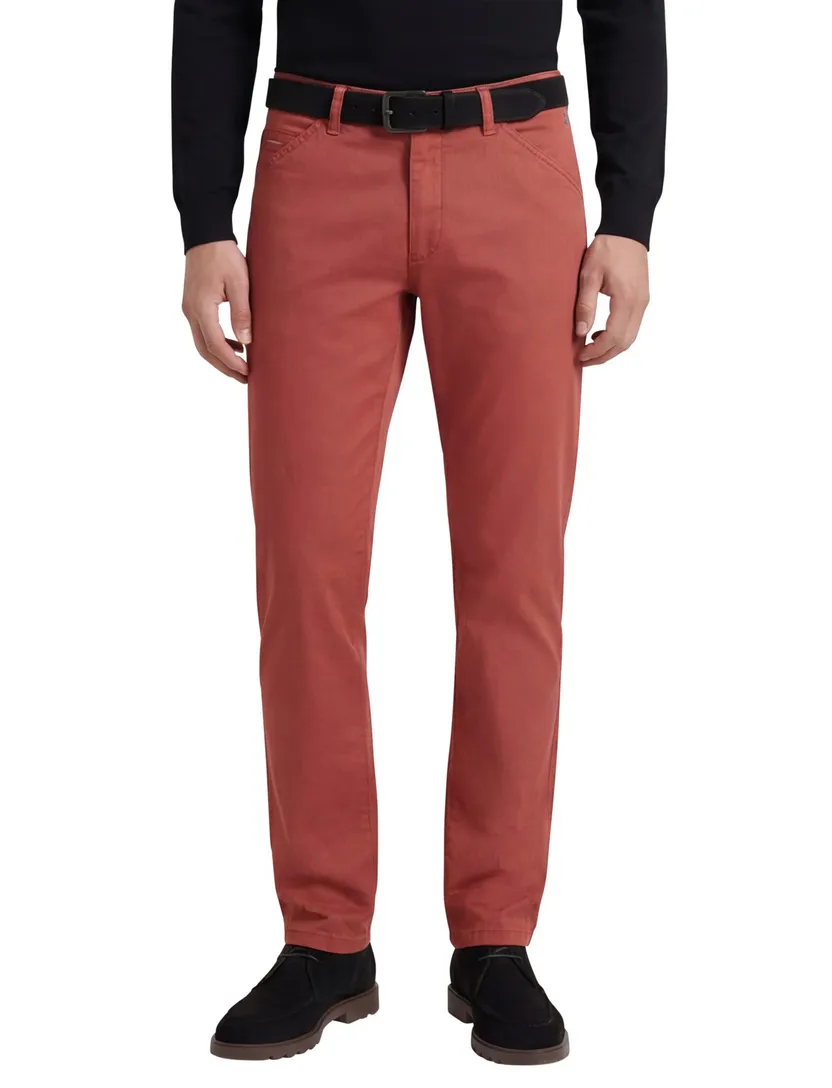 Meyer Chicago 5-pocket Pantalon katoen rood perfect fit zonder omslag
