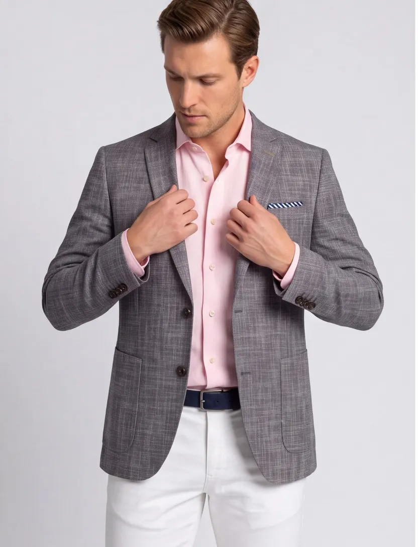 Portofino Leek jacket drop grijs geprint normale fit