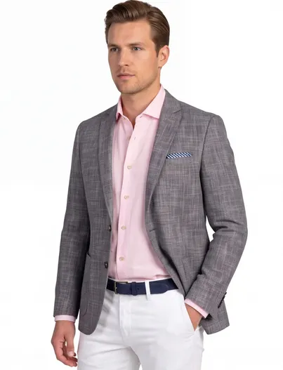 Portofino Portofino Leek jacket drop grijs geprint normale fit