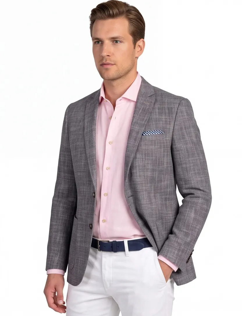 Portofino Leek jacket drop grijs geprint normale fit