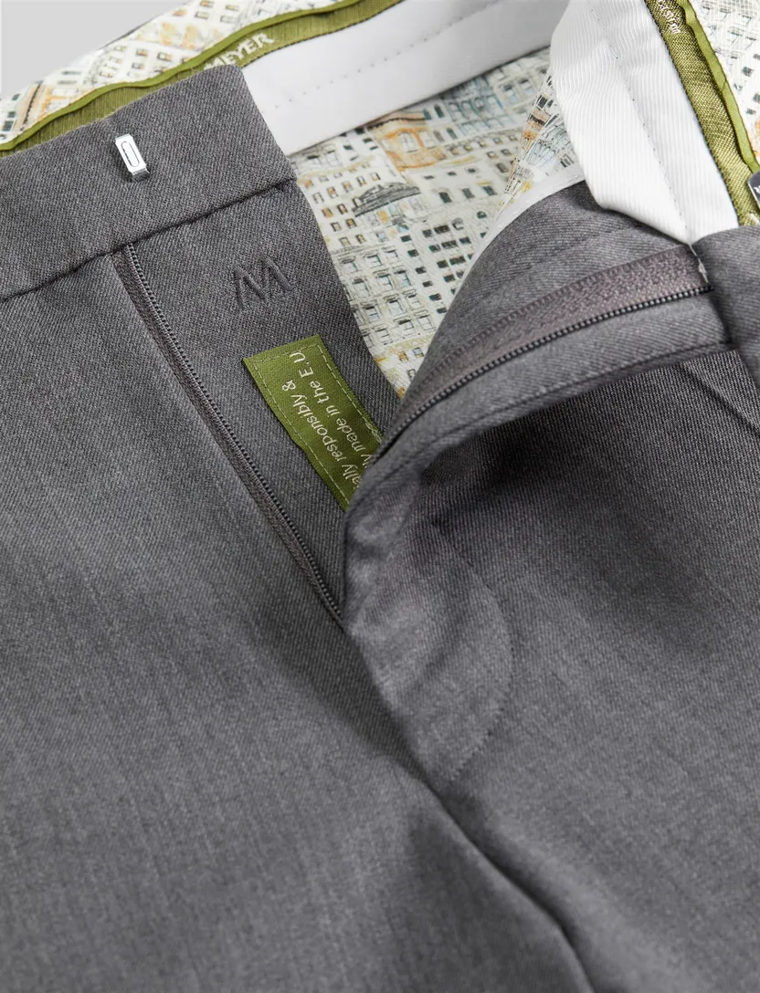 Meyer Bonn Pantalon wol grijs flatfront