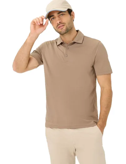 Brax Bruine polo Brax korte mouw katoen