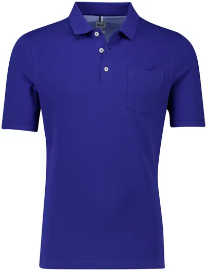 Brax katoenen Brax polo blauw effen normale fit borstzak