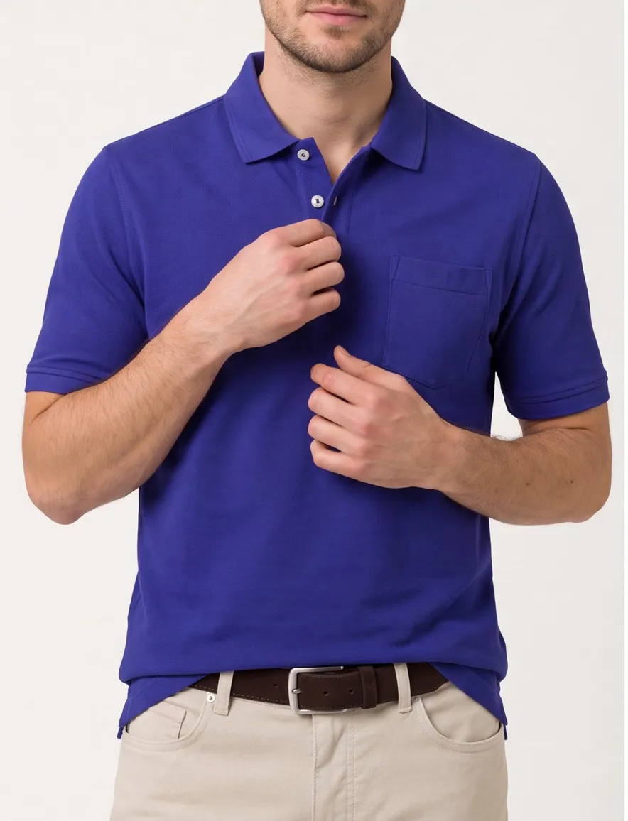 Brax polo blauw katoen
