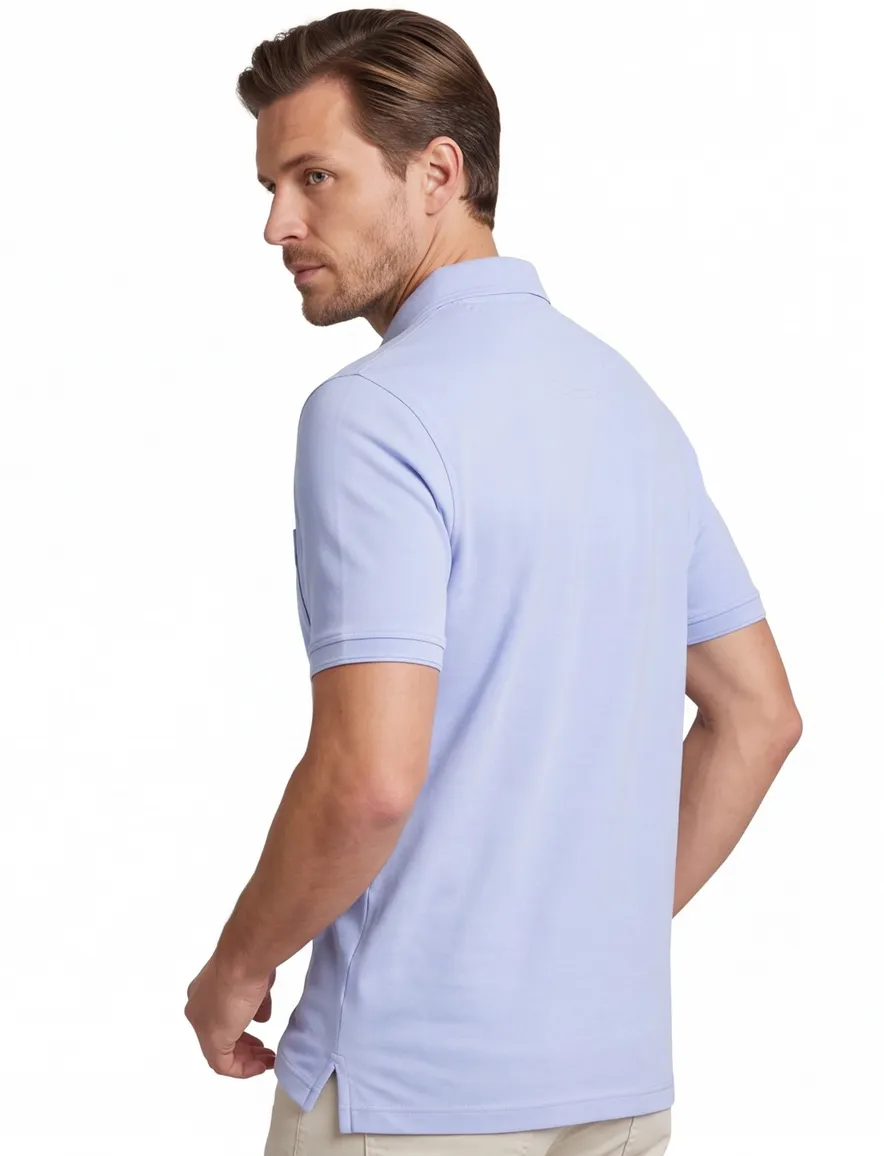 Brax polo lichtblauw effen normale fit pique