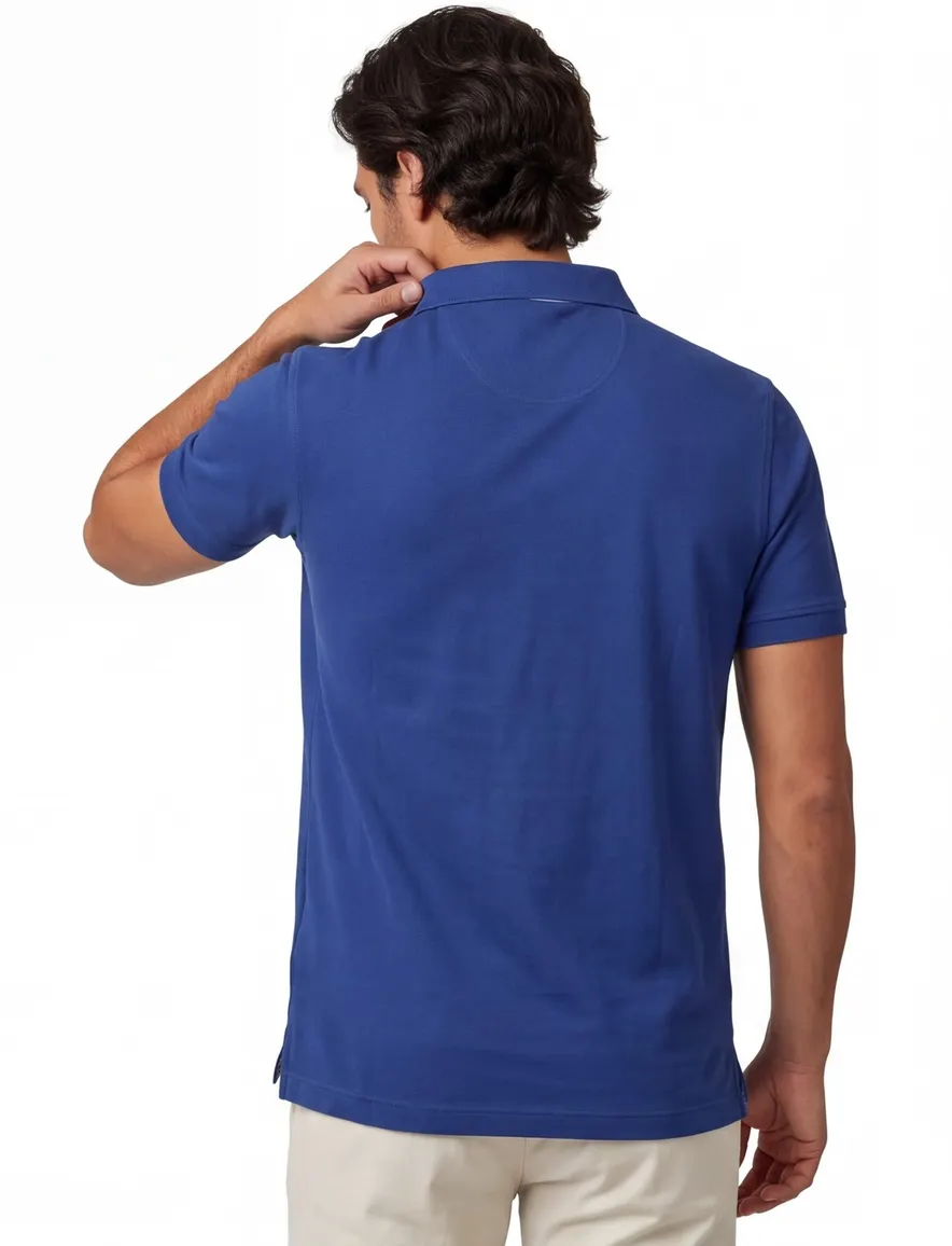 Portofino poloshirt v-hals donkerblauw stretch