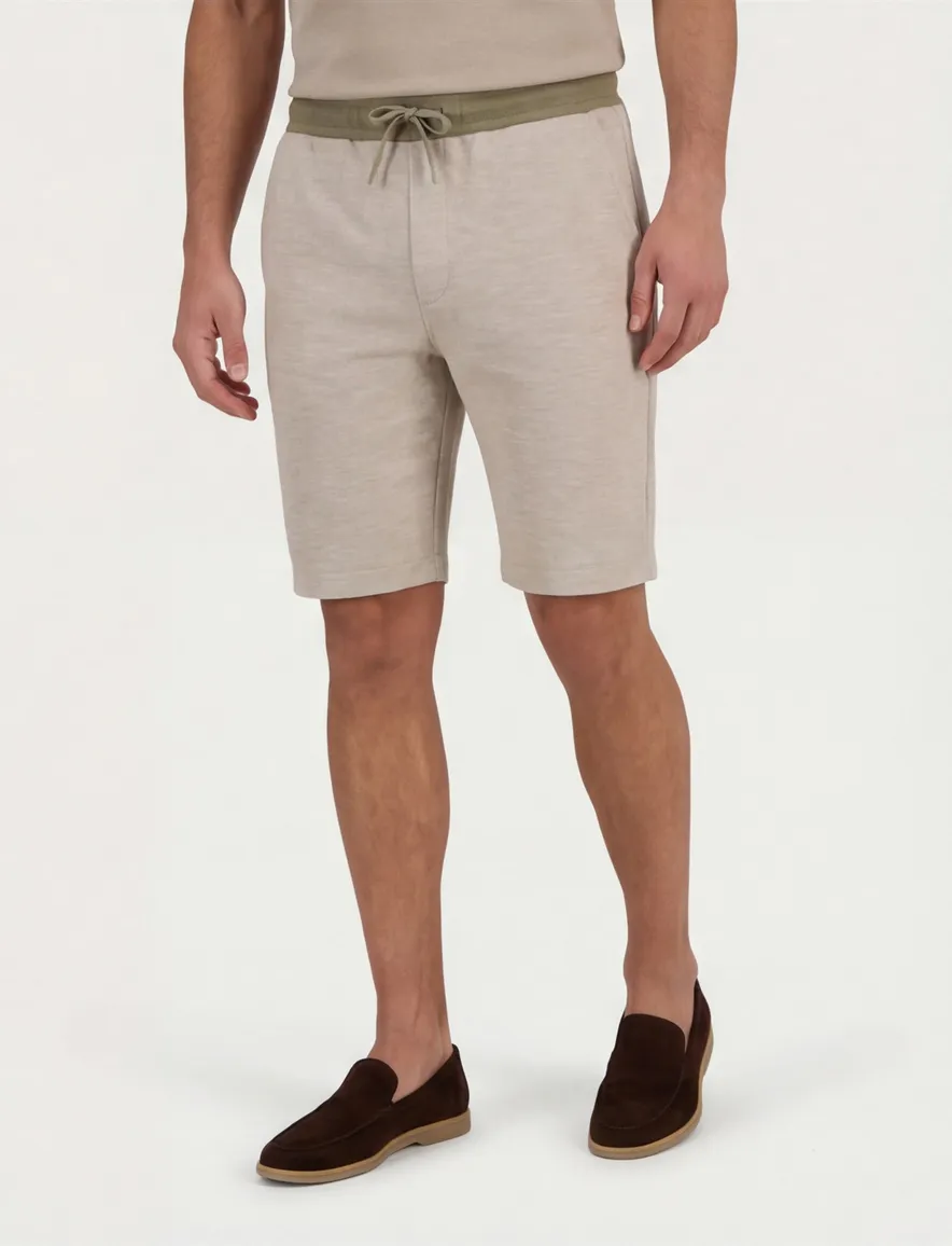 Lyle & Scott sweatshort beige gemeleerd