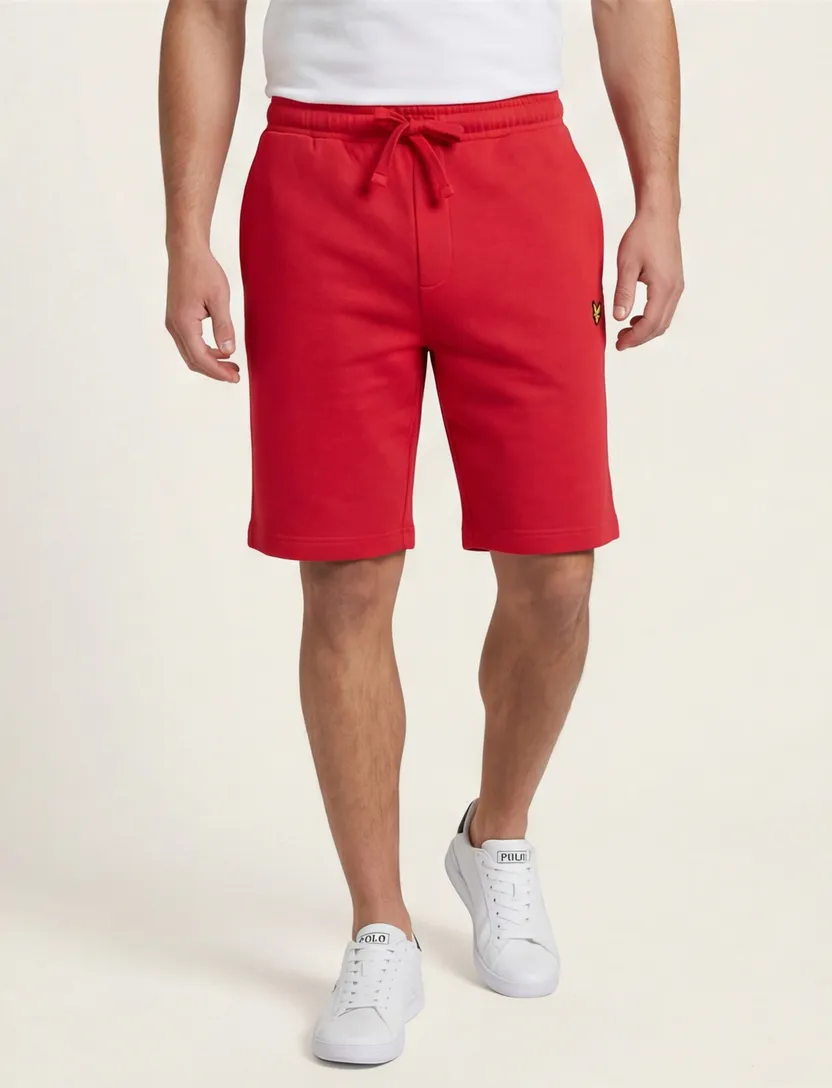 katoenen Lyle & Scott bermuda effen rood slim fit