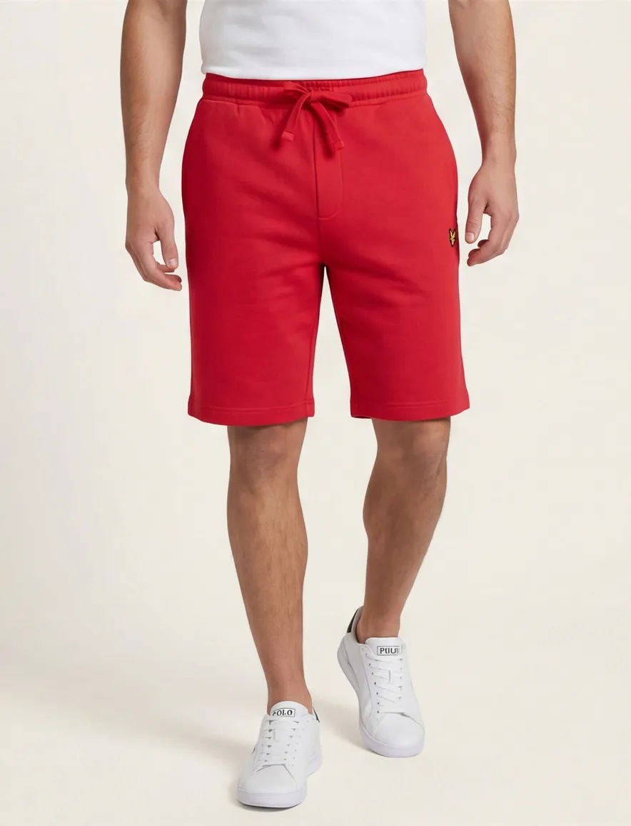 Lyle & Scott bermuda rood effen slim fit katoen