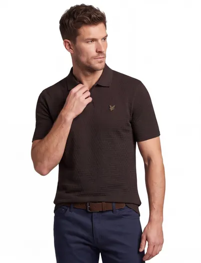 Lyle & Scott katoenen Lyle & Scott poloshirt bruin effen slim fit