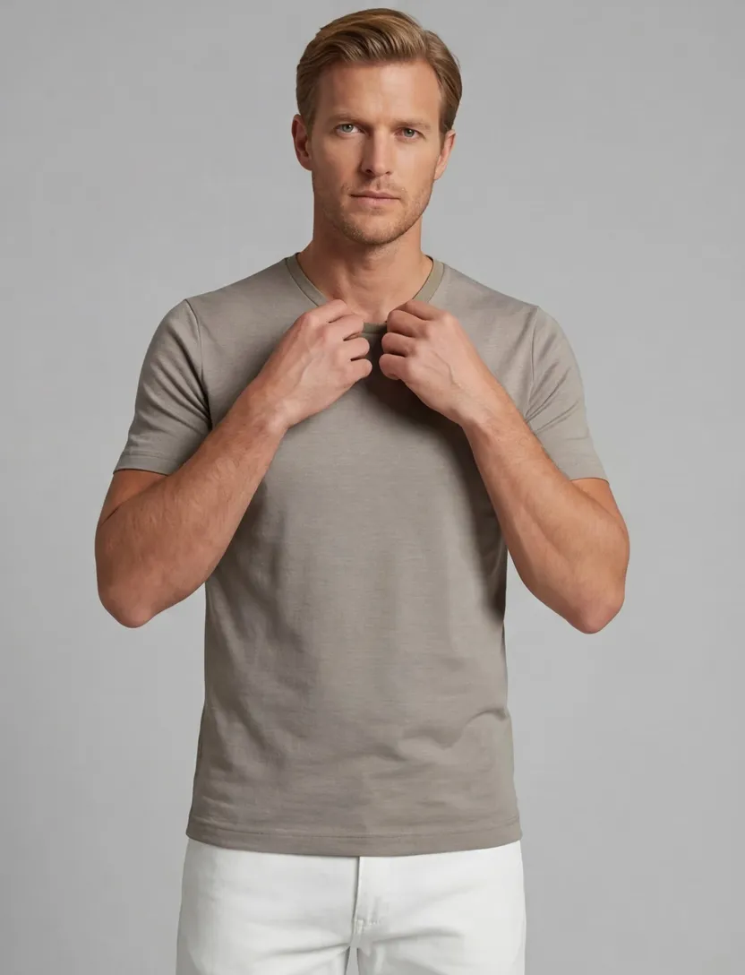 Lyle & Scott T-shirt effen bruin slim fit
