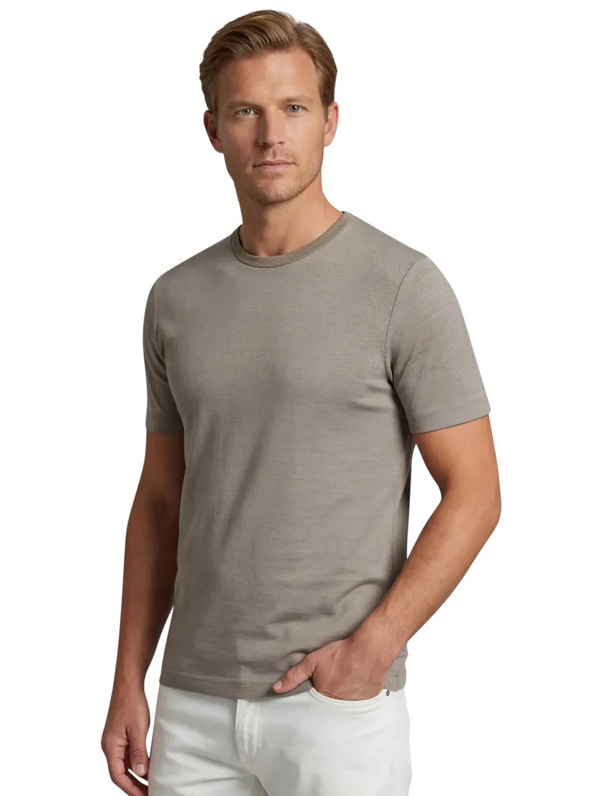 Lyle & Scott T-shirt bruin effen slim fit