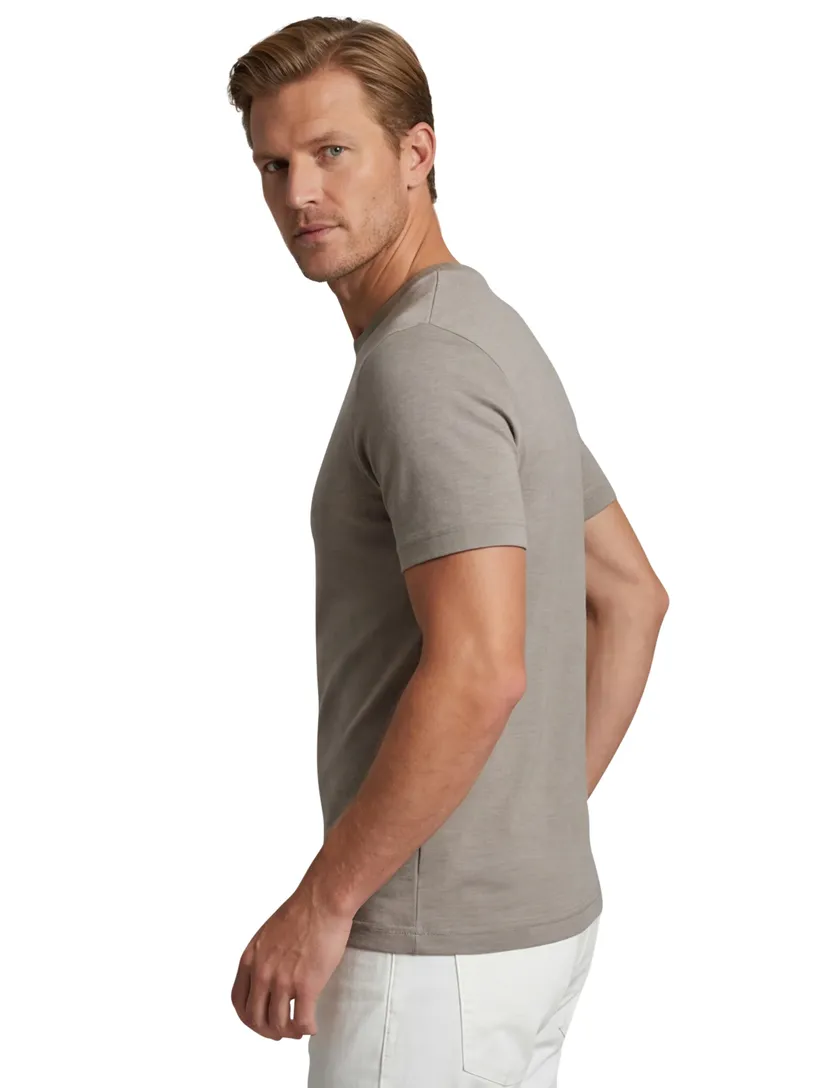 Lyle & Scott T-shirt effen bruin slim fit