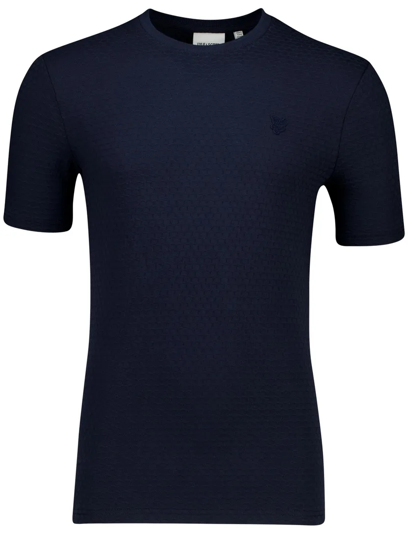 Lyle & Scott Jacquard t-shirt donkerblauw effen