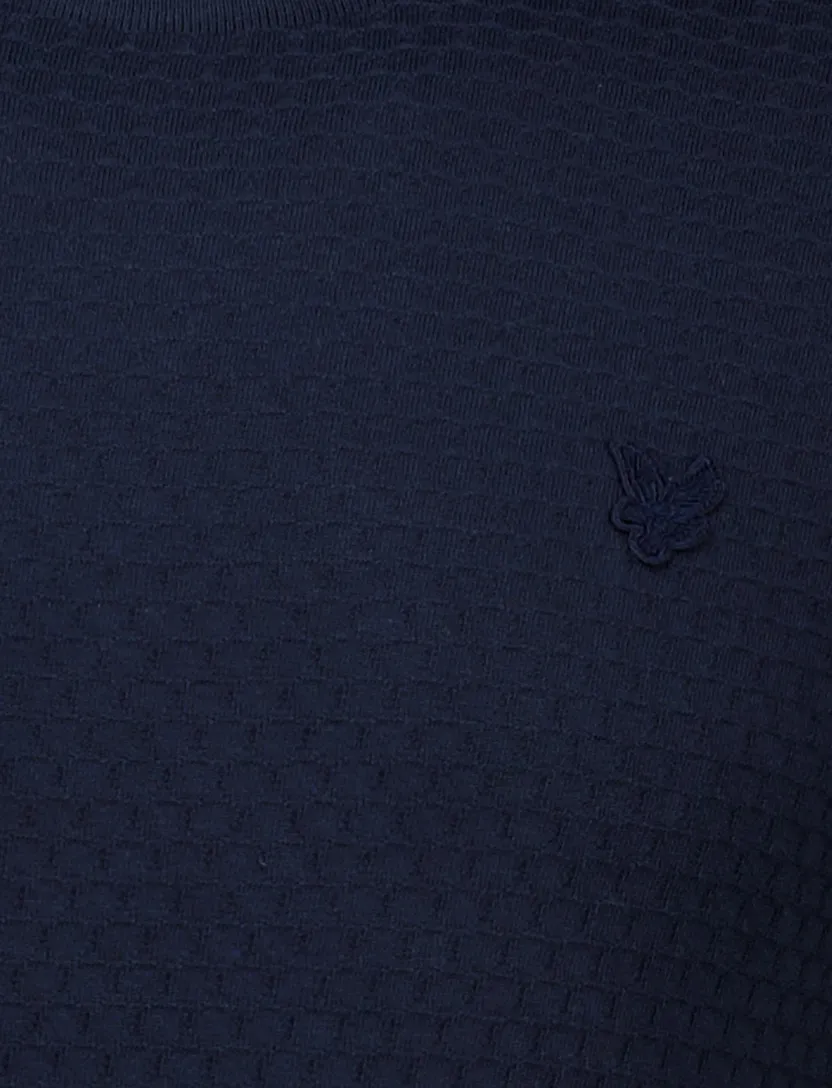 Lyle & Scott Jacquard t-shirt donkerblauw effen