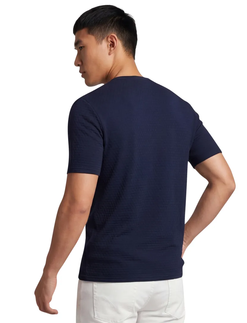 Lyle & Scott Jacquard t-shirt donkerblauw effen