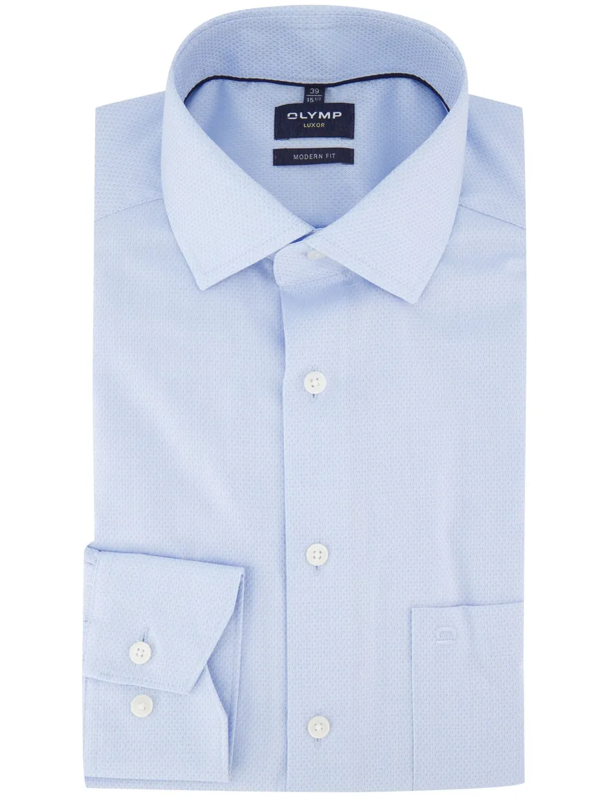 Olymp modern fit overhemd strijkvrij blauw