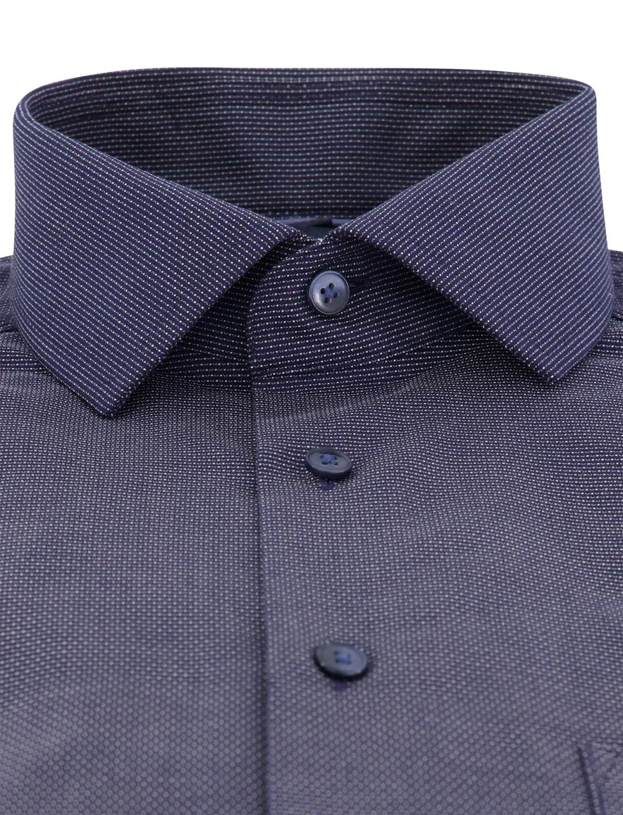 Olymp Modern Fit overhemd strijkvrij borstzak navy geprint