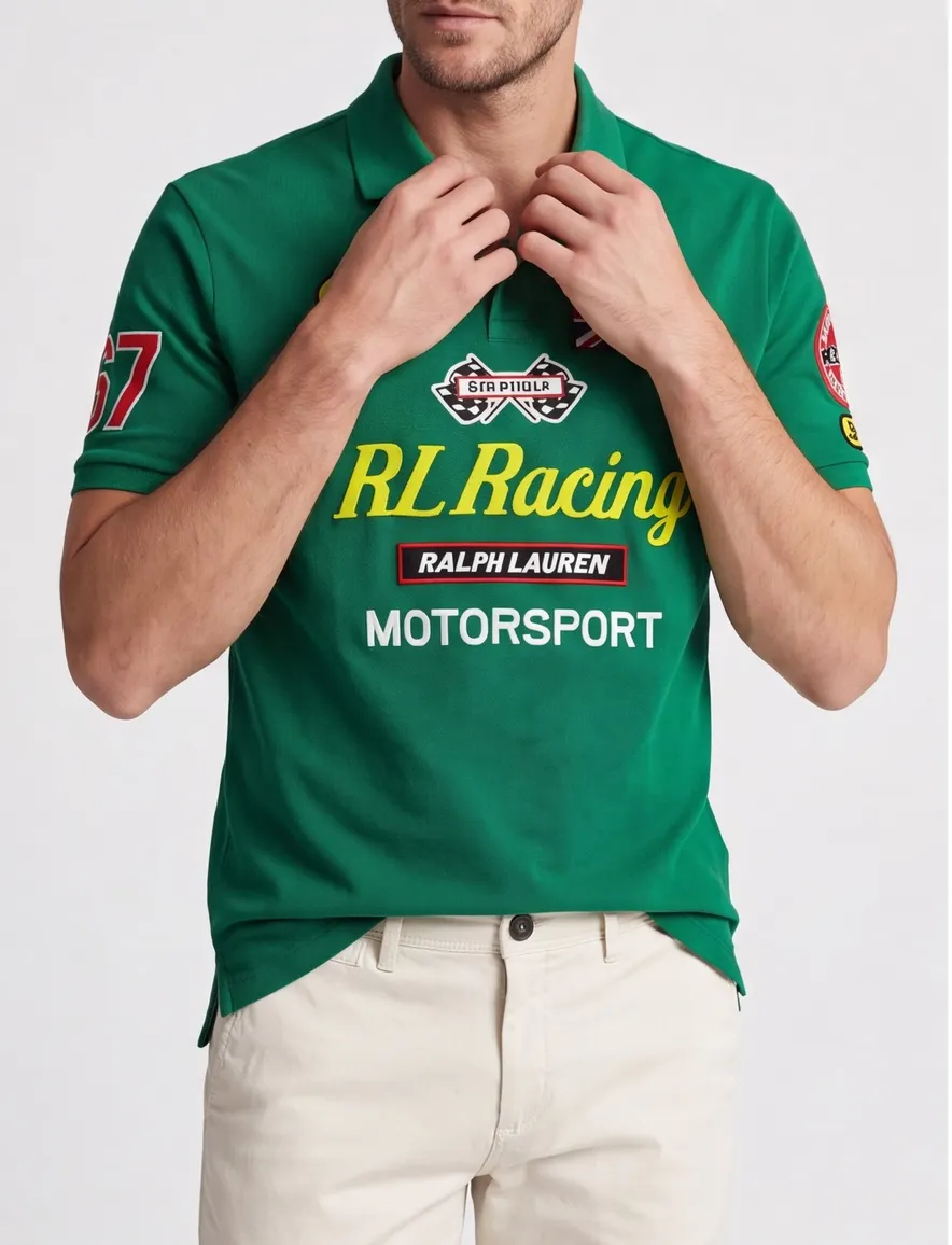 Polo Ralph Lauren racing polo groen katoen