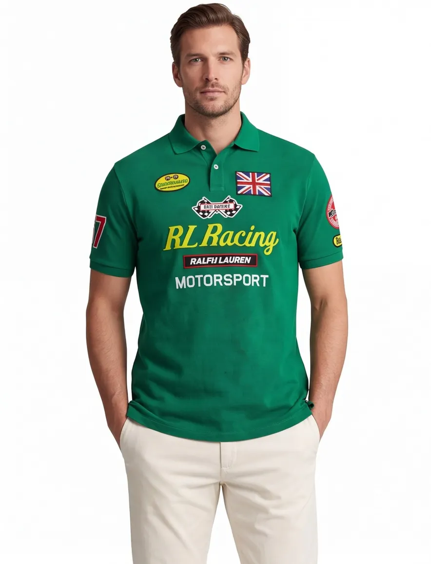 Polo Ralph Lauren racing polo groen katoen