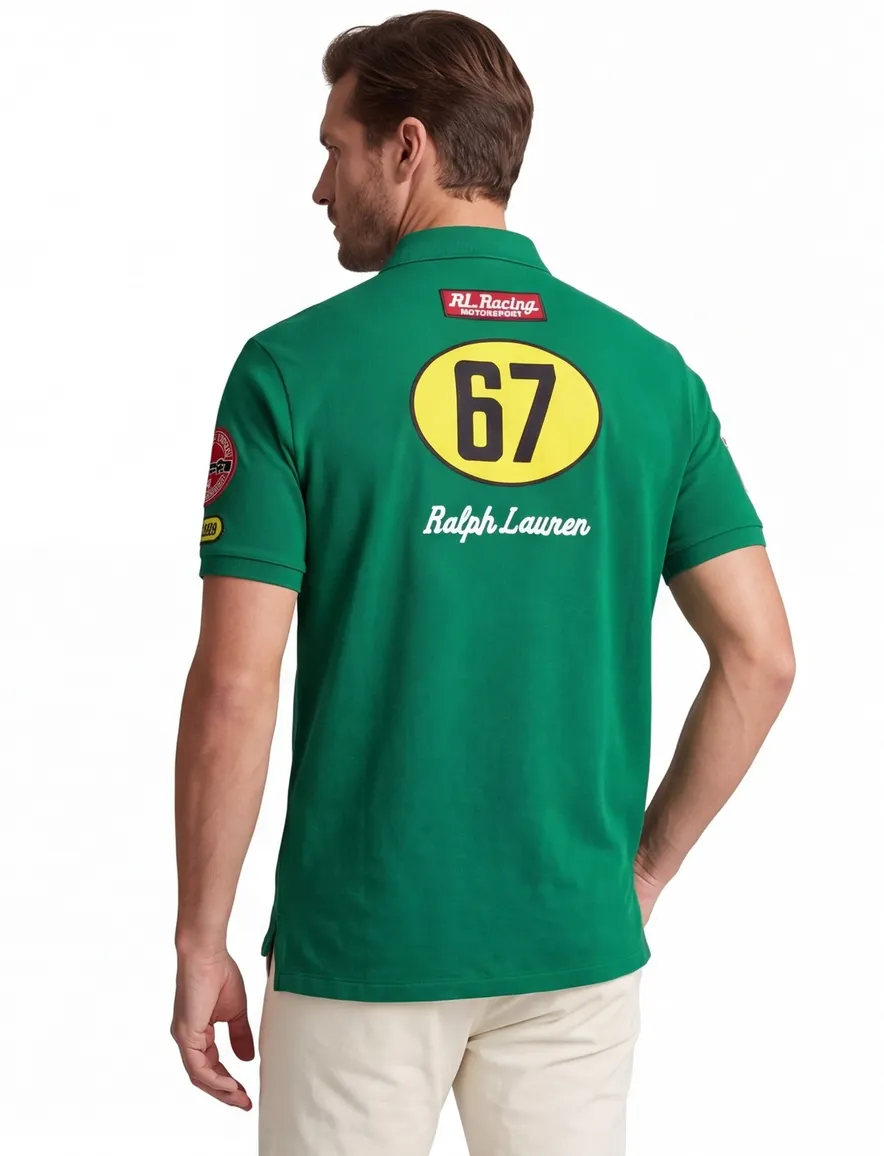 Polo Ralph Lauren racing polo groen katoen