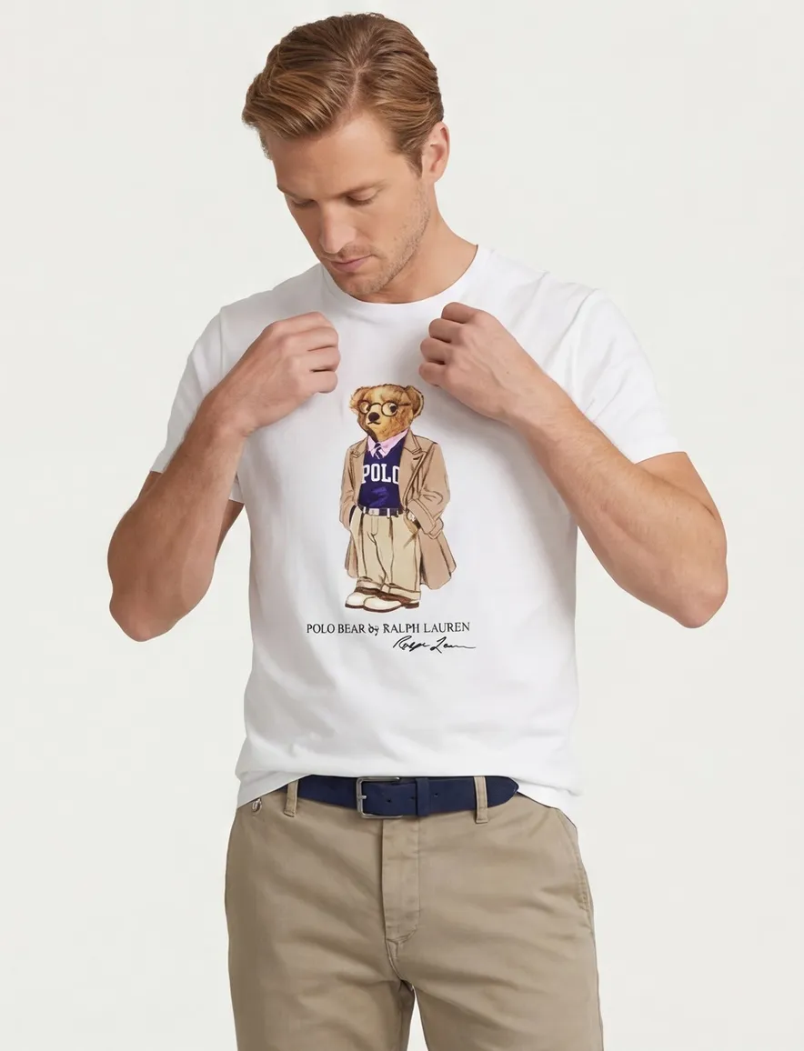 Polo Ralph Lauren t-shirt wit met bear katoen