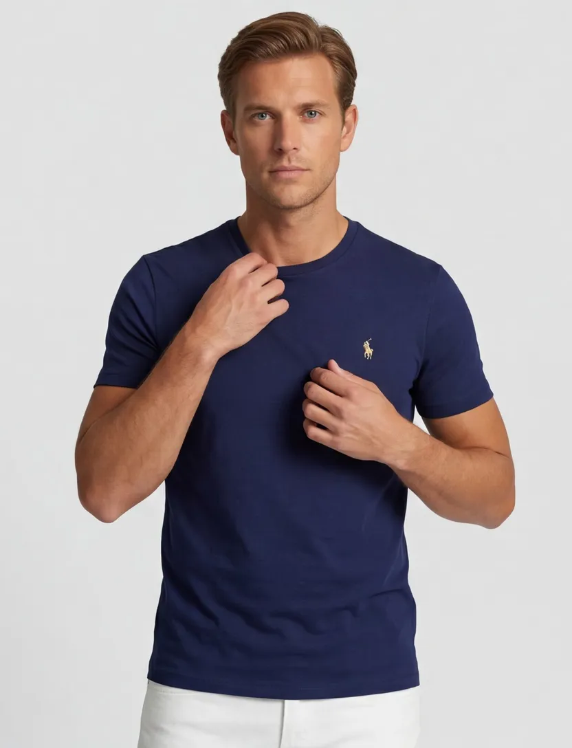 Polo Ralph Lauren T-shirt effen donkerblauw normale fit katoen