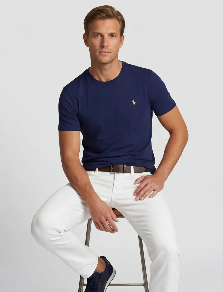 Polo Ralph Lauren T-shirt donkerblauw effen normale fit