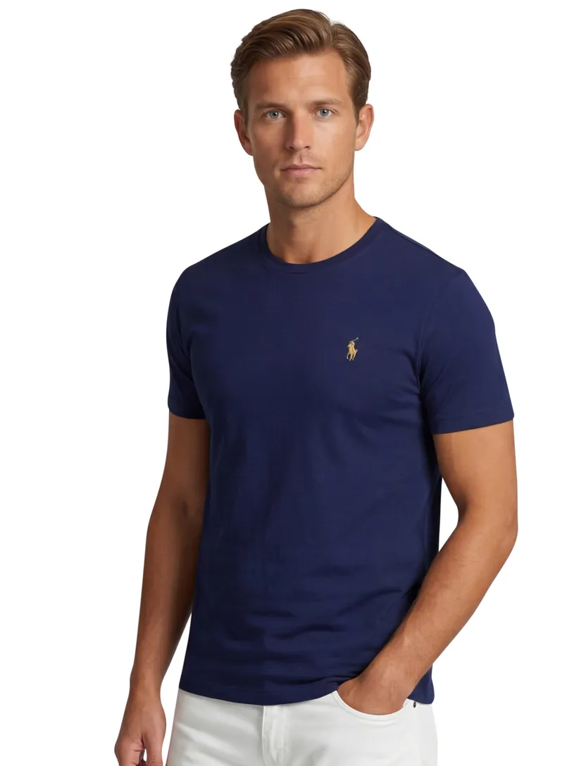 Polo Ralph Lauren T-shirt effen donkerblauw normale fit katoen