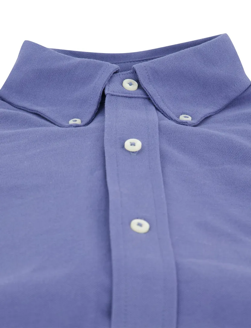katoenen Polo Ralph Lauren overhemd blauw effen normale fit