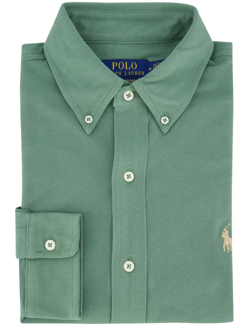 katoenen Polo Ralph Lauren overhemd groen effen