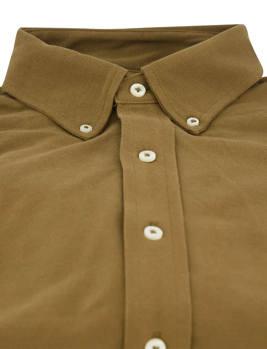 Polo Ralph Lauren overhemd bruin effen normale fit katoen