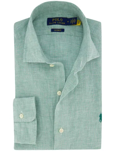 Polo Ralph Lauren linnen Polo Ralph Lauren overhemd groen wit geruit