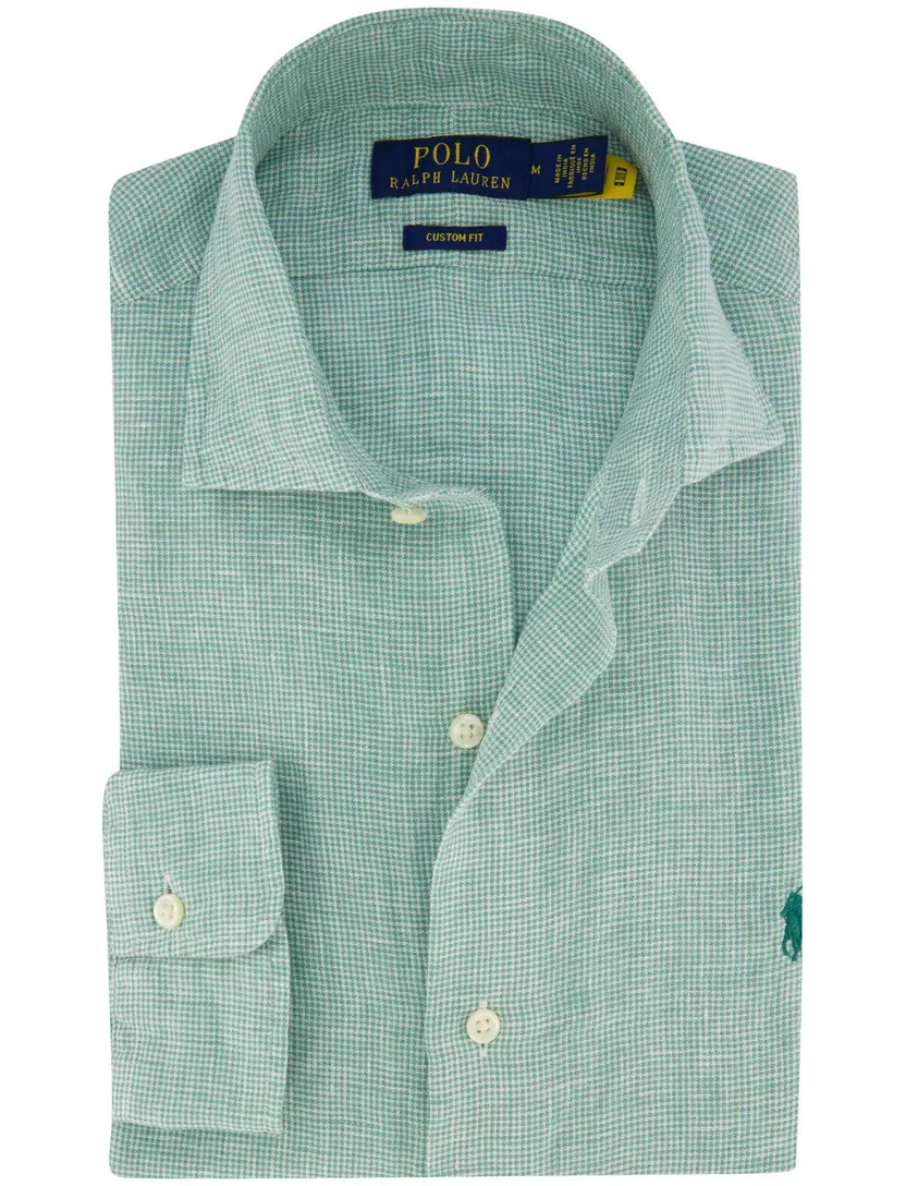 linnen Polo Ralph Lauren overhemd groen wit geruit