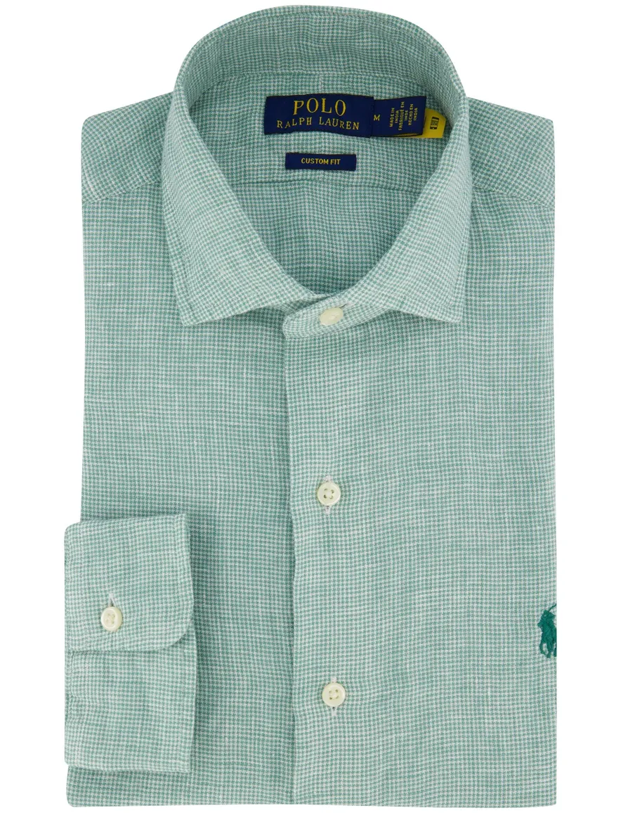 Polo Ralph Lauren overhemd groen wit geruit linnen
