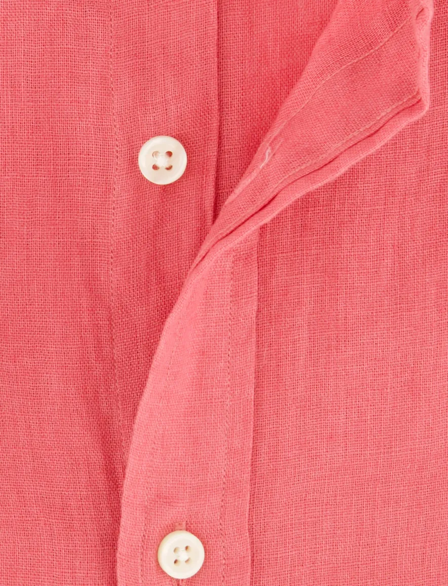 Polo Ralph Lauren overhemd roze effen slim fit linnen